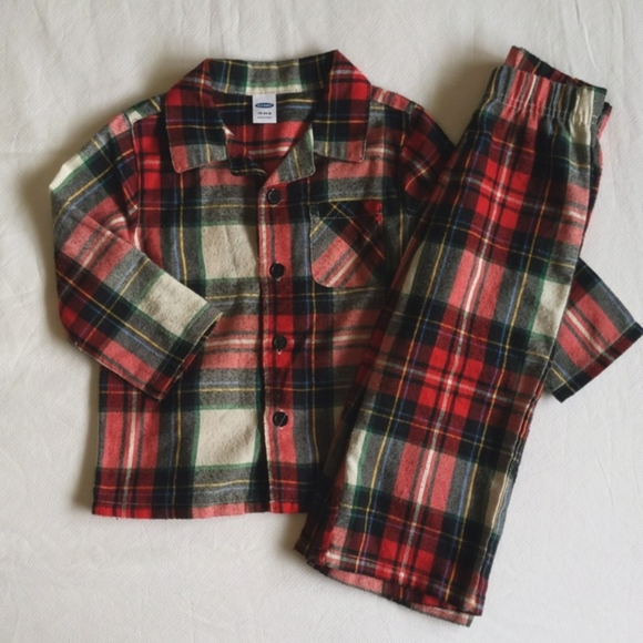 old navy winter plaid classic pajama set 18-24 months baby unisex - Picture 1 of 8